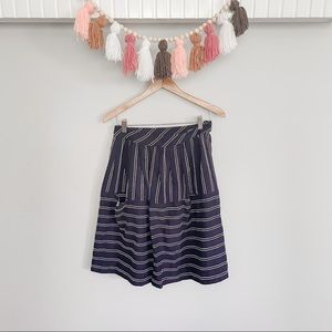 Anthropologie Maeve Navy and White Striped Skirt